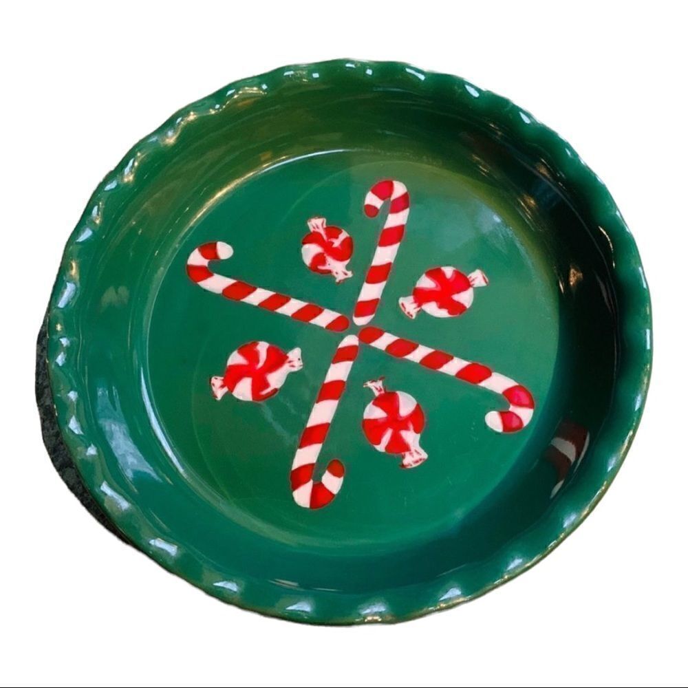 Green Candy Cane Pie Dish - Holiday